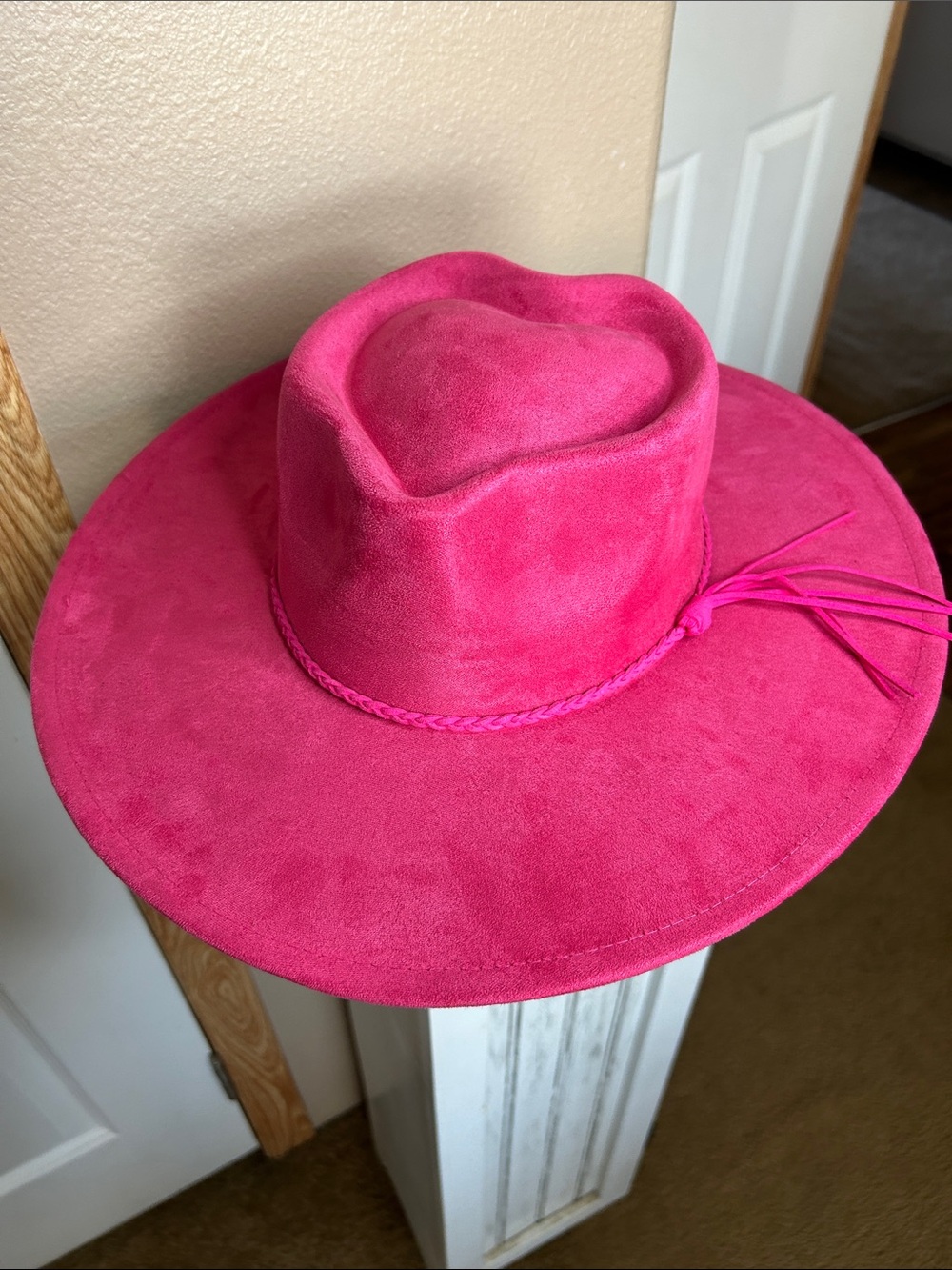 Western Hot Pink Heartcrown Wide Brim Fedora Hat